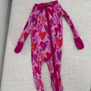 Little Sleepies Zippered Footie in Hearts & Crafts